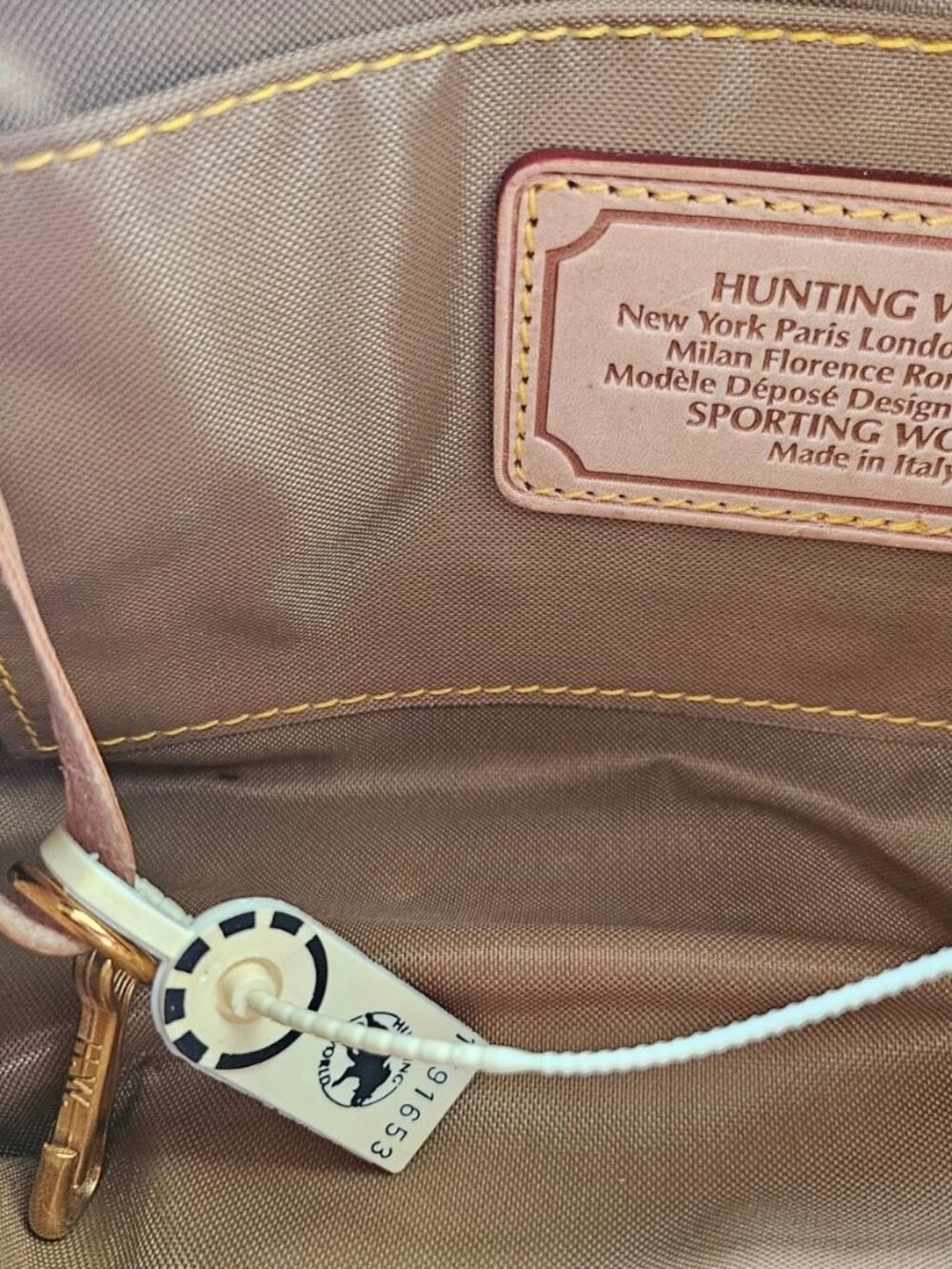 Hunting World Women Purse Crossbody Bag Green/Tan Leather Made in Italy - Picture 12 of 12